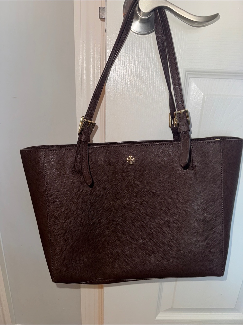 Tory Burch Chocolate Brown Saffiano Leather Tote
